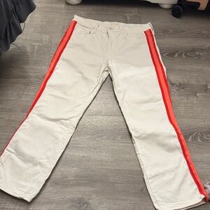 MOTHER MidRise Dazzler Off White Stripe Jean